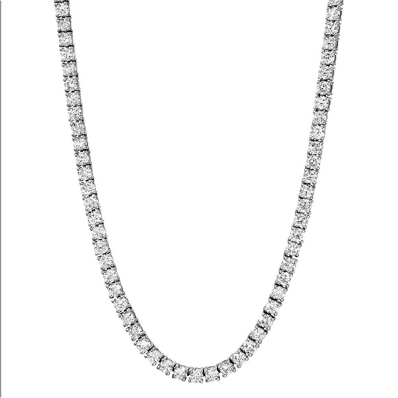 18k Solitaire Tennis Necklace - Picture 6 of 8
